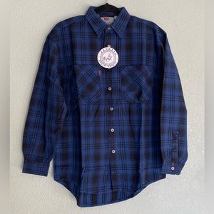 Javolis Blue Plaid Denim Shirt Size Small Collared Long Sleeve